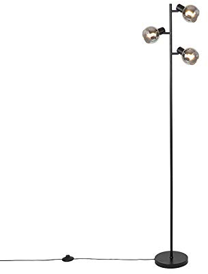 Qazqa vidro - Lampadaire - 3 lumière - H 150 cm - Noir - Art Deco - éclairage intérieur - Salon I Chambre I Cuisine I Salle à manger