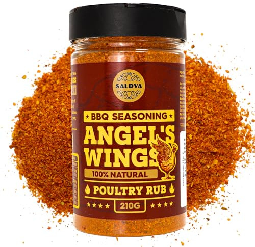 Angel's Wings BBQ Chicken Rub - 100% Natural Aromatic Seasoning - Perfect Blend Of Spices For Amazing Chicken BBQ And Grill Dishes - Large Jar (210g)
