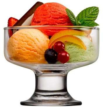 Pasabahce Ice Ville Eis-Becher aus Glas, Schale auf Fuß, Fruchtgeleeschale, Eisgläser, Spülmaschinengeeignete Dessert-Becher, Vorspeise Glas, 6er Set