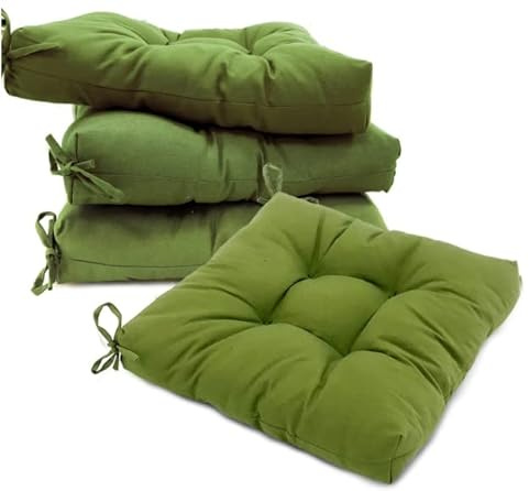 Cojines para Silla, Acolchados 40 x 40cm, Relleno de Fibra hueca 7cm, para mayor comodidad, Ideal para la Decoración de Cocina y Salón, Comedor y jardín. Fabricados en España (Pack 4, Verde)
