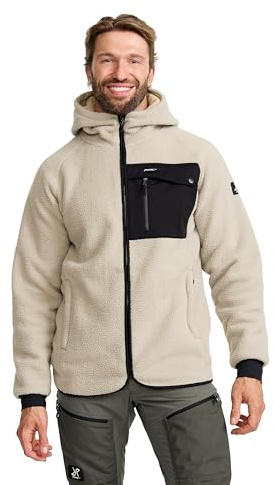 RevolutionRace Sherpa Hoodie für Herren, Outdoor Fleecejacken perfekt für Wanderungen und Outdoor-Abenteuer, Beige Khaki, XL