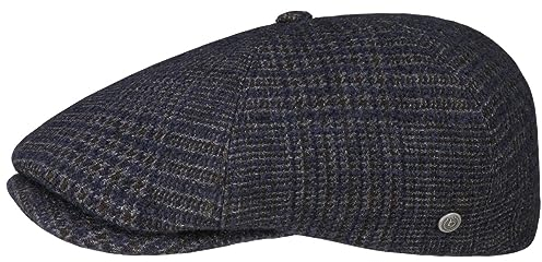 bugatti Willerson Check Flatcap Schirmmütze Schiebermütze Ballonmütze (57 cm - dunkelblau)