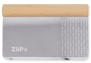 ZiiPa • Coupe-Pâtons à Pizza PAOLO • Lame Acier Inox Ultra Tranchante • Manche Bois Ergonomique • Coupe-Pâte Professionnel Léger et Résistant • Découpe Précise de Pâtons