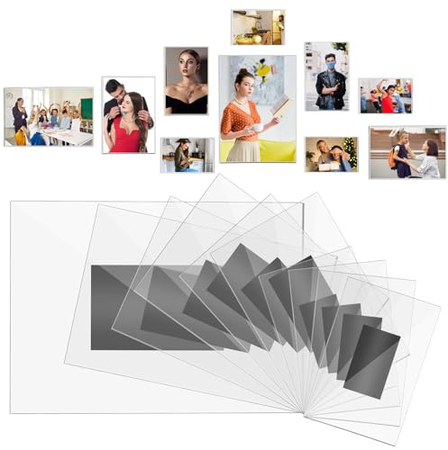 CroBlissful 10 Pcs Acrylic Magnetic Picture Photo Frames for Refrigerator Fridge 5x7 4x6 3.5x5 3x4.5 2.2x3.5 Inches Large Magnet Clear Magnetic Picture Frame for Display Photo Holder Fridge