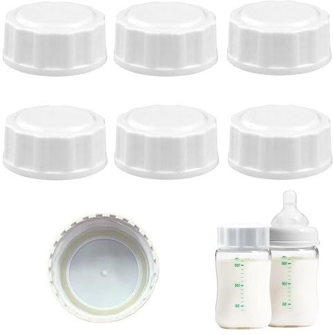 7 stycken nappflaskförslutningar, flasklock, vitt lock för babyflaskor, reseflaskförslutningar för Avent, med tätningsring, kompatibel med breda halsflaskor