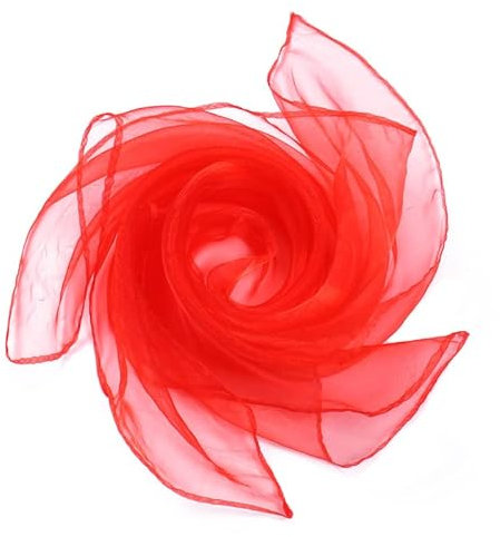 YKAFADE 12 Stück 45 x 45cm Square Jongliertücher -Seidentücher Gymnastiktücher Jonglier Tücher Schals Tanztücher Performance Schals für Sensorisches Werkzeug Kindergarten Kindershow -Rot