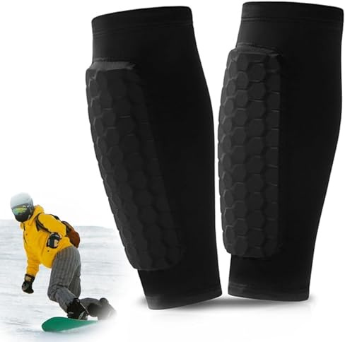 1Paar Schienbeinschoner Skifahren, Ski Schienbeinschoner, Ski Guard Shindefender Shin Guards, Atmungsaktiv & rutschfest, Anti-Rutsch-Silikonstreifen & 360° Stabilität, für Fussball, Ski(A)