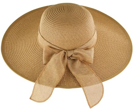 FuninCrea Cappello Sole Donna Tesa Larga Cappello con Visiera Donna UPF 50+ Floppy Pieghevole Cappello Mare Donne Protezione UV con Corda Elastica e Fascia Antisudore con Arco per Esterni (Stile 3)