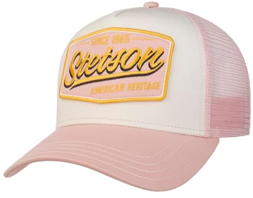 Stetson Cappellino Trucker Since 1865 Vintage Donna/Uomo - cap Berretto Baseball Mesh Snapback, con Visiera, Visiera Primavera/Estate Estate - Taglia Unica Rosa