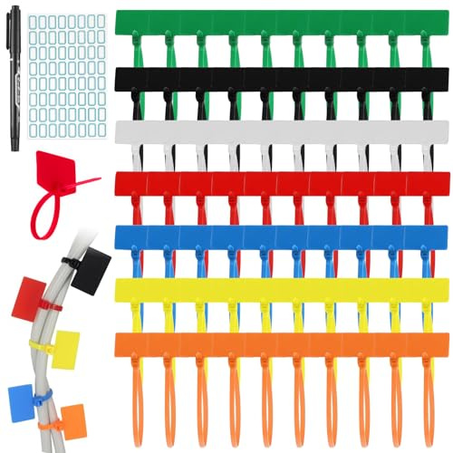 Lot de 300 serre-câbles colorés - Organisateur de câbles - Étiquetage - 150 mm x 3 mm - Réglables - Résistants aux UV - Multicolore - Pour la gestion des câbles, le jardinage