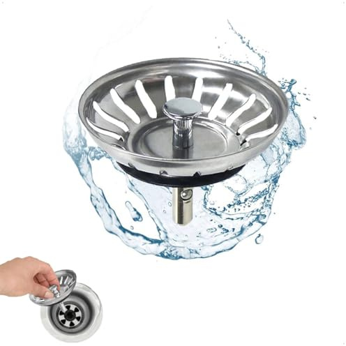 Auriselle Fregaderos de Cocina Colador Universal de 80 mm Tapón de Desagüe de Acero Inoxidable con Protección contra Olores Fácil Instalación y Durabilidad para Fregaderos y Lavabos de Cocina
