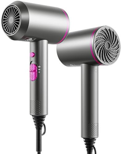 Asciugacapelli con Ioni, Phon Capelli con Motore AC, 3 Livelli di Calore Phone Capelli, Aria Fredda, Diffusore per Styling Perfetto, modello unisex