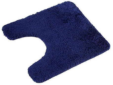 PANA® WC Vorleger mit Ausschnitt für Klo (45x45 cm) • Rutschfester Klo Vorleger mit Ausschnitt • Badezimmer-Teppich Toilette • Bad-Vorleger waschbar • Extrem saugstark • Farbe: Dunkelblau