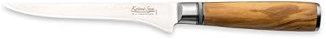 Katana Saya 15cm Boning Knife, 67-Layer VG-10 Damascus Stainless Steel, Olive Wood Handle, Silver