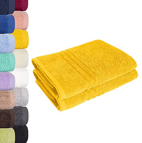 Lavea Saunatuch Saunahandtuch 80x200cm - 2er Set, Rapsgelb, 500gr/m², 100% Baumwolle