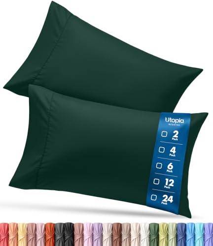 Utopia Bedding Lot de 4 taies d'oreiller standard – Fermeture à rabat – Tissu en microfibre brossée – Housses résistantes au rétrécissement et à la décoloration, 50,8 x 66 cm (émeraude)