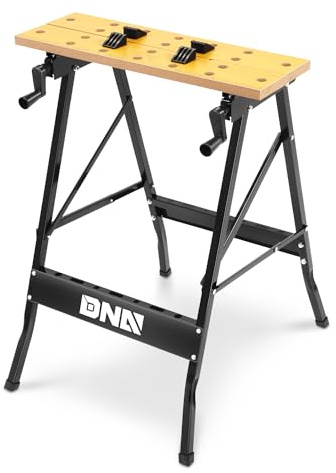 DNA Motoring Banco de Trabajo Ajustable, portátil, Plegable, Multiusos, con Regla de medición y transportador, Ideal para Garaje, hogar, Bricolaje y carpintería, TOOLS-00454