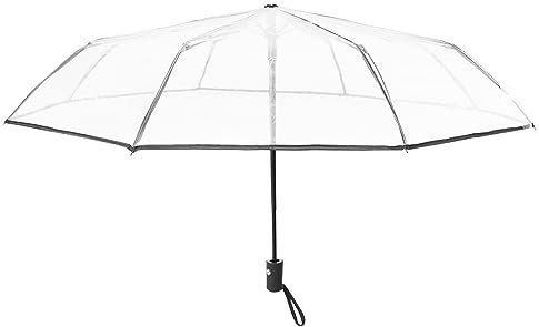 NISHZHU Transparent + Black Border Auto Umbrella - Compact Folding, Windproof Style for Women & Men