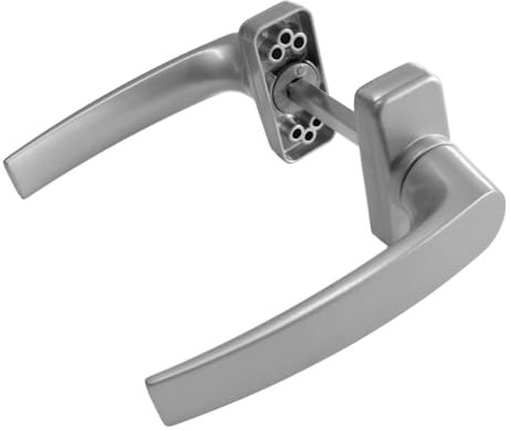 Sivenci Set di maniglie per porte in alluminio | Set di Maniglie con Rosetta | Quadretto da 8 mm | Manovella reversibile | Laccato Argento