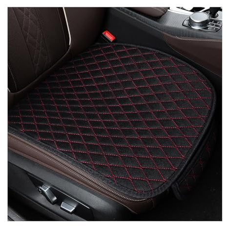 JNNJ 2 Stück Vordersitzkissen, weich, atmungsaktiv, rutschfestes Kissen für Autositz, vier Jahreszeiten, für Autos, Truck, SUV (schwarz + rot)