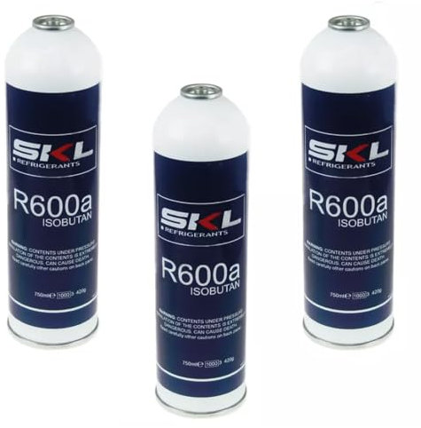 3 cilindros de gas isobutano para frigorífico y congelador SKL 420 g R600A (paquete de 3)