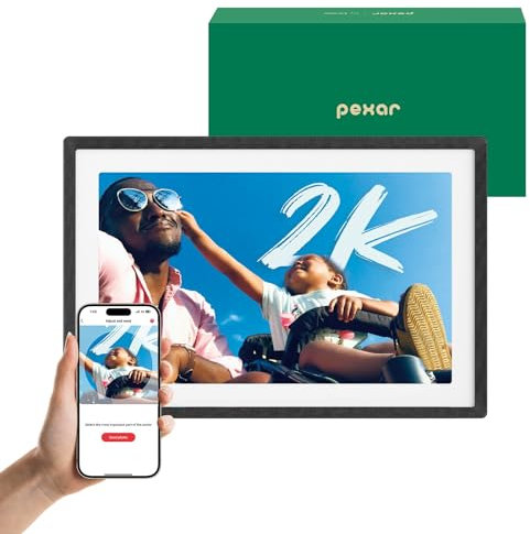 pexar by Lexar 2K Digitaler Bilderrahmen, FAZ Kaufkompass Testsieger, 11'' Anti-Glare IPS Touch Screen, Wi-Fi Digitaler Fotorahmen mit 32GB zum Verschenken, Fotos/Videos teilen über Frameo APP