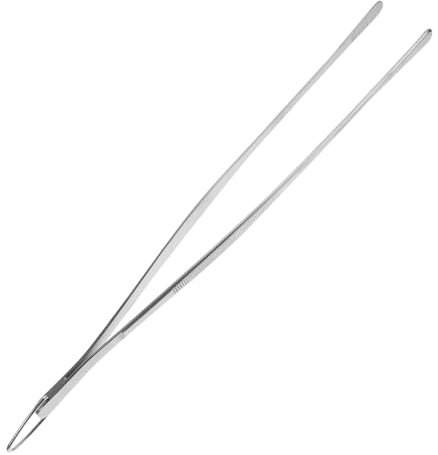 FELTECHELECTR 12-inch Stainless Steel Kitchen Tweezers Hook, Food Tweezers for Cooking and Food Picking, Reusable Metal Cooking Tongs for Chef and Home Use
