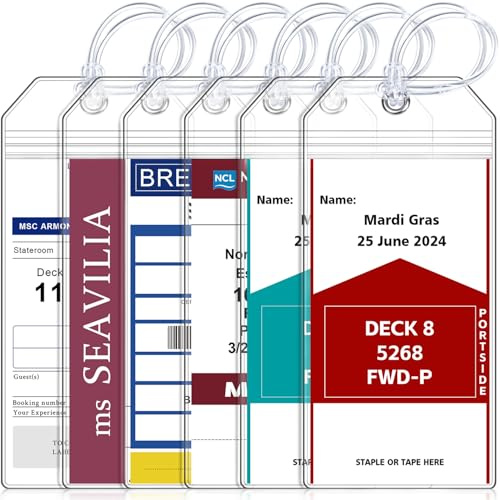 SEAVILIA 6 Pack Cruise Luggage Tags Holder for Carnival, NCL, Princess, Costa, MSC, Royal Caribbean and Celebrity Cruise Ships, Cruise Essentials 2026-2027