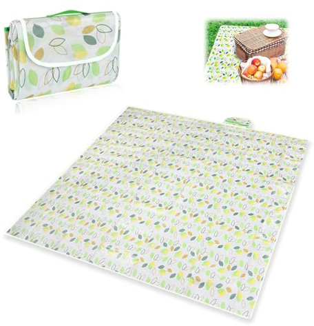 Jormftte Picnic Blanket Waterproof, Comfortable Picnic Blanket, 100×150 cm Resistant Sand Water Outdoor Beach Mat, Washable Lightweight with Handle for Outdoor Camping Beach Family (Green)