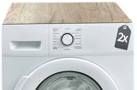 Tabletop Lot de 2 tapis antidérapants pour machine à laver, aspect bois, 60 cm, finition textile découpable, en caoutchouc, pour machine à laver, sèche-linge, accessoire