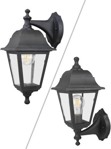 MULANDI Applique Da Esterno, Corpo Resistente e Leggero, Diffusore in Vetro, Lampadina E27 Max 25W (Non Inclusa), IP65 Impermeabile, Lampada da Esterno Moderna per Facciate e Terrazze