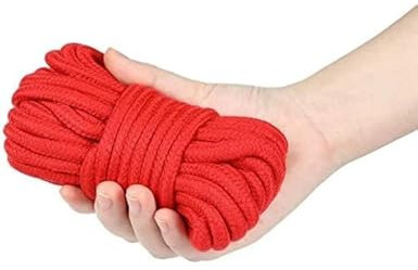 QiKKago Corde De Coton pour Usage Multiple, RandonnéE Et Camping, Corde Douce Rouge TisséE à La Main, Facile à Transporter, Cadeau De Camping, F-8