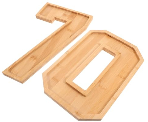 Mikinona Plateau Bois Forme Chiffre Grand pour Charcuterie Fruits Gâteaux Plateau Service Buffet Polyvalent pour Anniversaire Et Fête