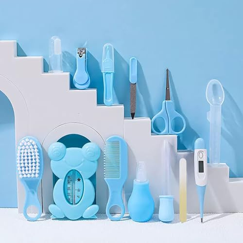 Kit Per La Cura Del Bambino, Set Per La Cura Della Sicurezza Dei Neonati Con Spazzola Per Capelli, Pettine, Tagliaunghie, Aspiratore Nasale, Kit Essenziale Per Neonati, Bambine E Bambini. (blu)