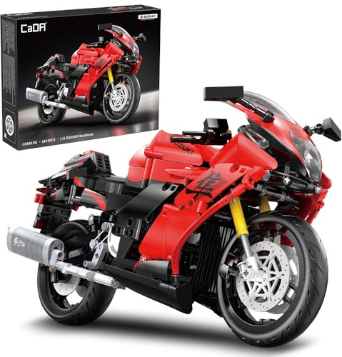 CaDA C64051W Motorcycle Building Block Set,Suzuki Hayabusa 1:6 Modelļ¼1043 PCS Licensed Superbike Replica with Functional Details & Display Stand
