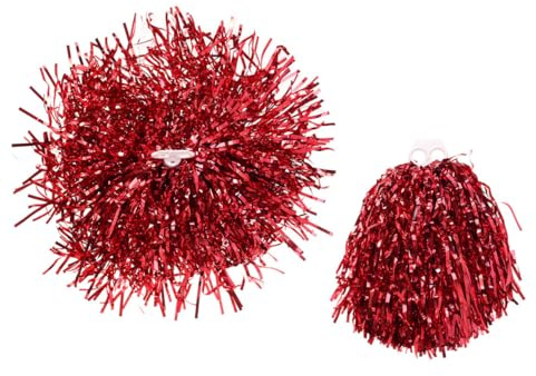 HONITANO Pompones Porristas Plásticos Rojo con Anillo Suave para Adultos Kit Animación para Competiciones Deportivas y Gimnasia