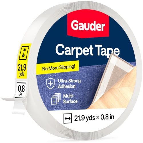 GAUDER Mattejp dubbelhäftande - Mattlim (20 m x 21 mm) | Extra stark halkfri mattlim för golvbeläggningar, mattor och trappor - tejpkuddar, fixering & läggtejp