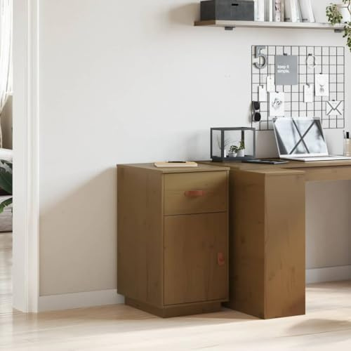 Frdhee Armoire de ménage polyvalente en pin massif - 40 x 50 x 75 cm - Pour documents, dossiers et accessoires de bureau - Installation rapide - Marron miel