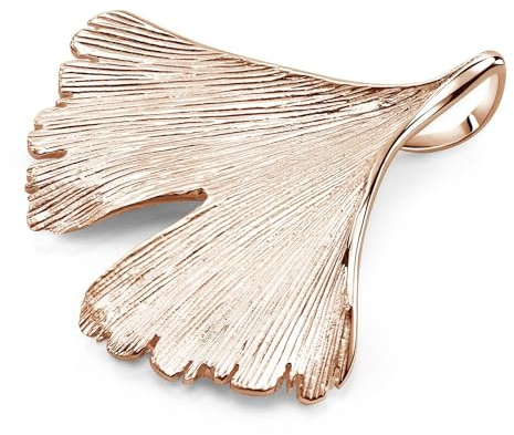 MATERIA Gingko Blatt Schmuck Anhänger Rosegold Damen 925 Silber vergoldet KA-277-Rose_ohne Kette