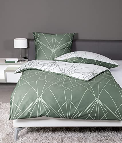 Janine Mako-Satin-Bettwäsche J.D. 200x220 cm + 2X 80x80 cm salbeigrün-Jade