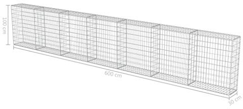 Tidyard Gabbione con Copertura in Acciaio Zincato 600x30x100 cm-Home
