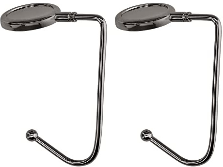 kwmobile Purse Hook for Table - Set of 2 Purse Holder - Handbag Hanger - Portable Bag Holder - Bag Hooks for Desk - Table Hook Black