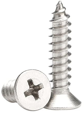 M4 x 20mm Self Tapping Screws, Phillips Flathead 304 Stainless Steel Screws, Fasteners Bolts for Plastic Wood Furniture and Drywall 50 Pcs