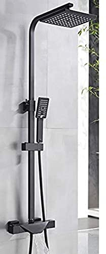 Shower Set Shower system Matte Black Shower Faucet Thermostatic Shower Set Dual Handle Rain Waterfall Bath Shower Column Tap Thermostat Tap,Black Shower Set B