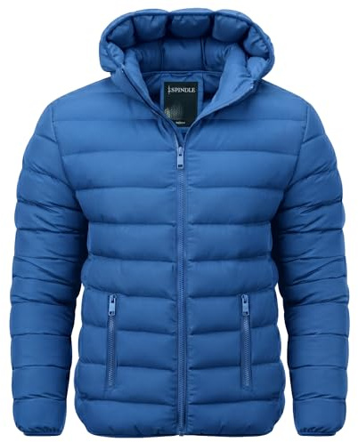 Spindle Mens Plain Black Hooded Padded Quilted Puffer Jacket Winter Coat 2 Zip PocketsSpindle Mens Plain Black Hooded Padded Quilted Puffer Jacket Winter Coat 2 Zip Pockets