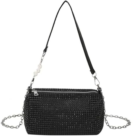 Clutch Silber Glitzer Tasche Damen-Clutches Mit Duftender Tee(Schwarz)