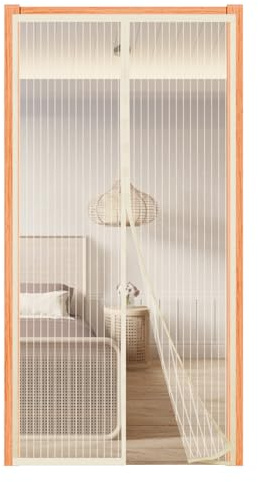 Fliegengitter Magnet Tür 100x210cm,Fliegenvorhang Balkontür Ohne Bohren, Insektenschutz Vorhang für Wohnzimmer und Terrassentür,Stärkere Magneten,Beige