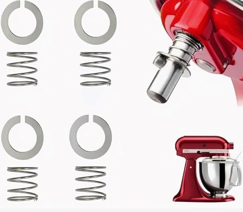 COZERI 4-teilig Edelstahl 304 Federn & Unterlegscheiben Set für KitchenAid Standmixer 3,5-7 Qt - Hochwertige Ersatzteile für Flex-Edge Schneebesenbefestigung (Nicht für Mini-Modelle)