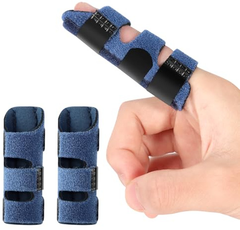 Puummpru 2pcs Finger Splint, Upgraded Trigger Finger Support with 3 Adjustable Straps, Composite Cloth Finger Brace Maximum Stability Ideal for Arthritis Relief and Pain Support
