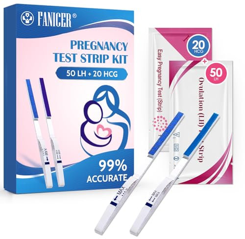 50 Test Ovulazione + 20 Test Gravidanza, Test Ovulazione 25mIU/ml, Test di Ovulazione e Gravidanza, Test di fertilità familiare, Aumenta le tue Probabilità di Rimanere Incinta(50 LH +20 HCG)
